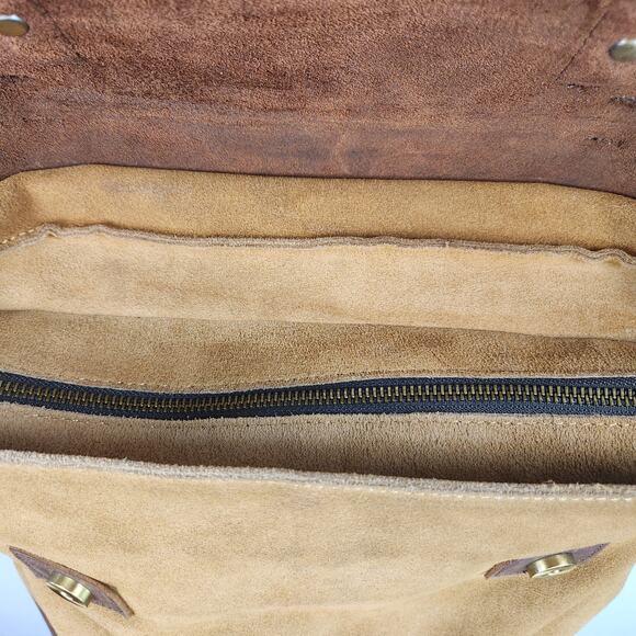 Jesslyn Blake 100% Leather & Suede Messenger Bag Brown/Tan Crossbody Option EUC - Picture 10 of 16